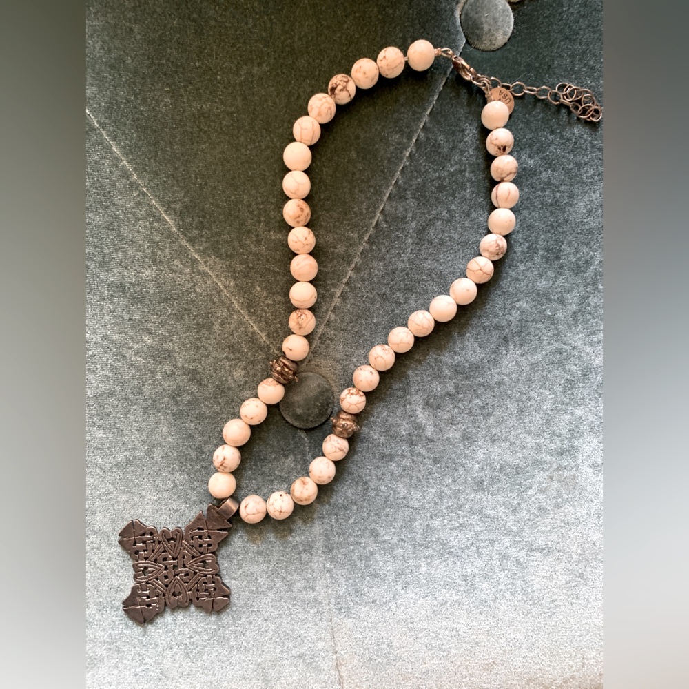Susan Shaw beaded cross pendant